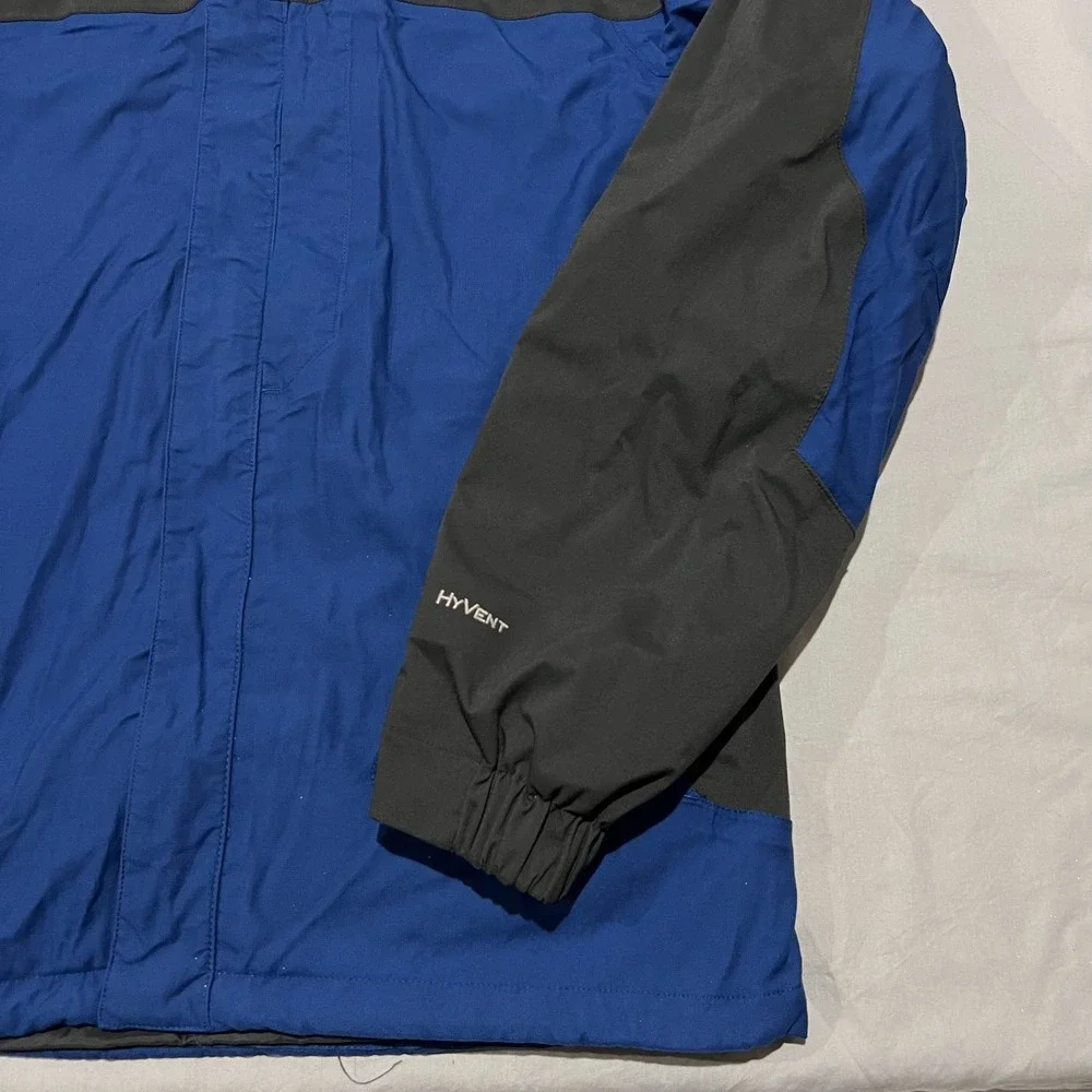The North Face HyVent Mens Blue Grey Full Zip Hooded Windbreaker Jacket M